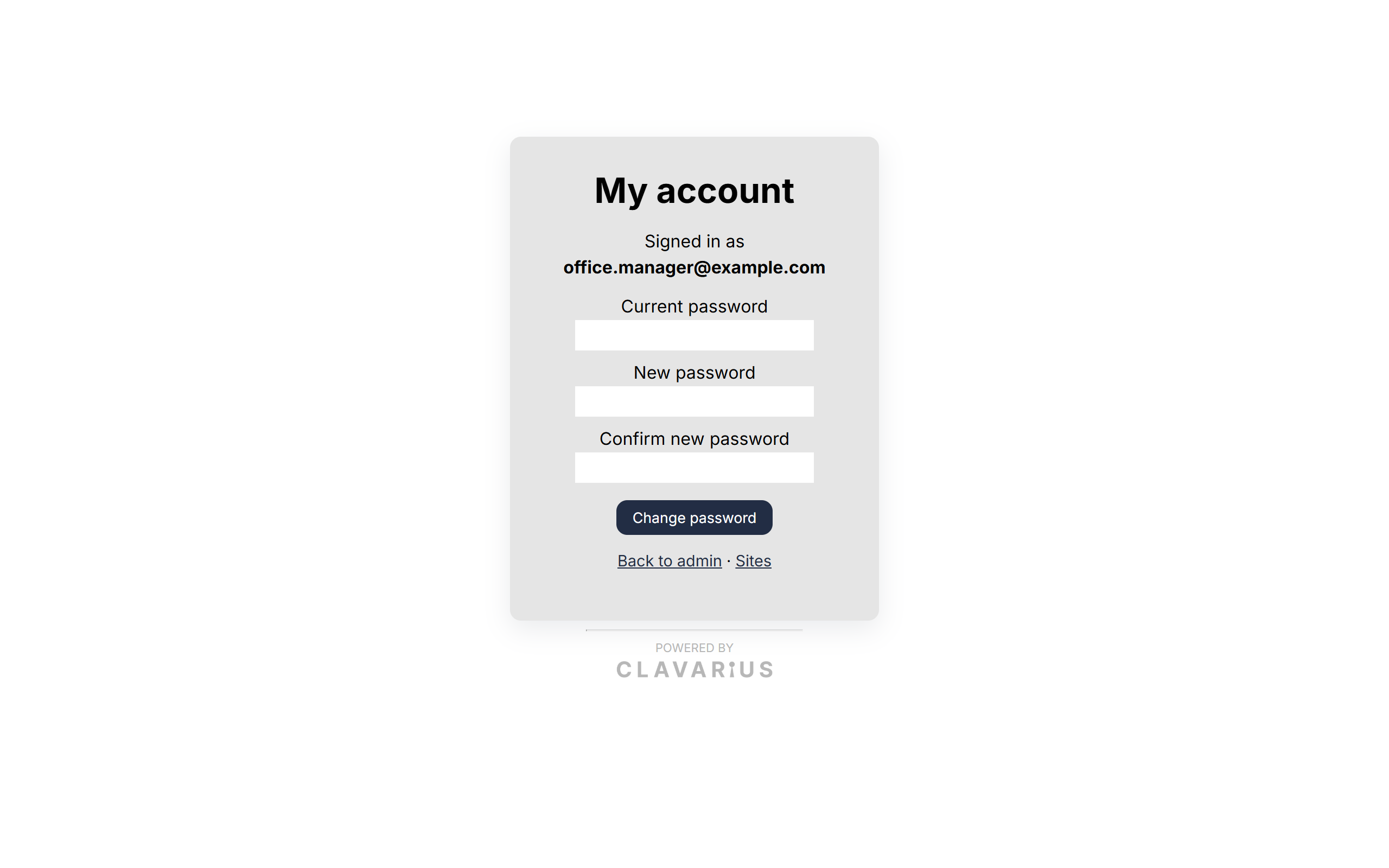 The My account page