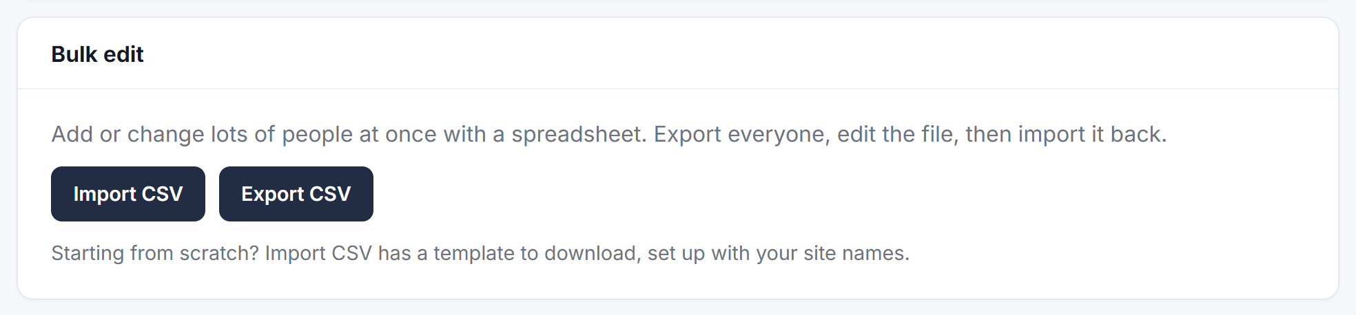 The Bulk edit box on the People tab