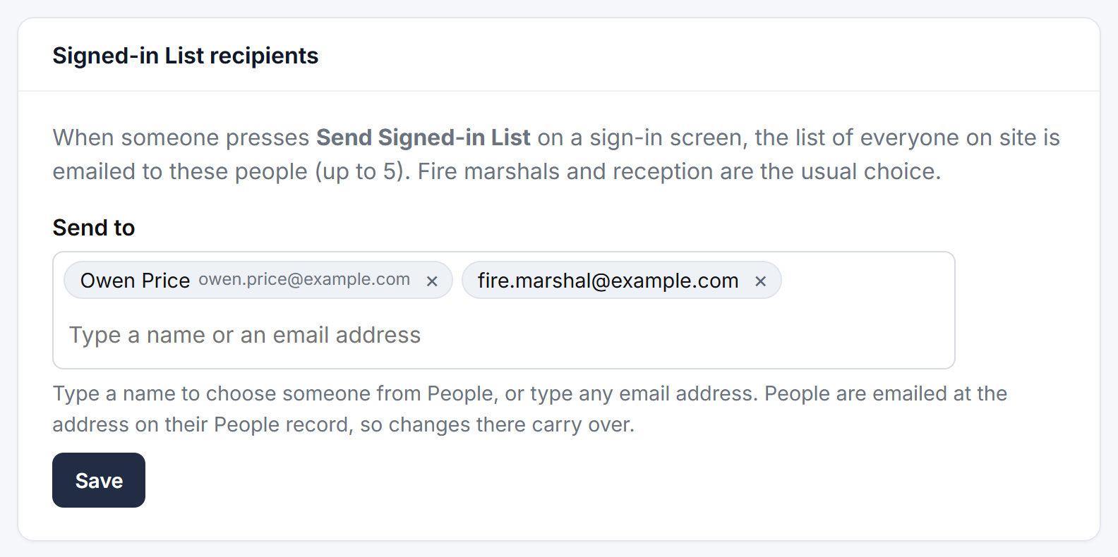 Choosing recipients