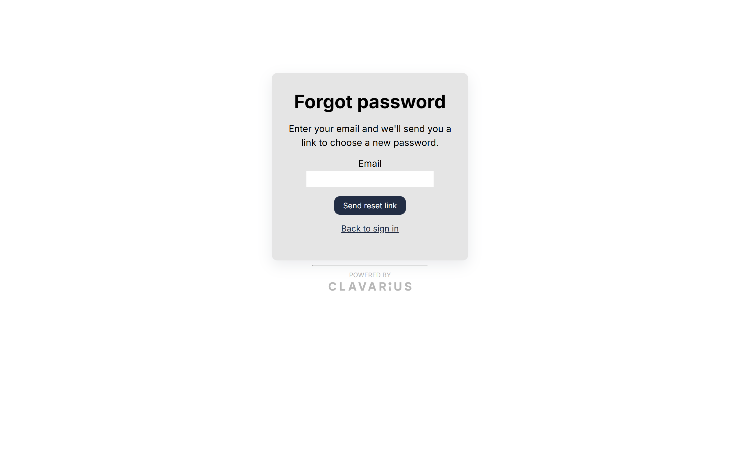 The Forgot password page