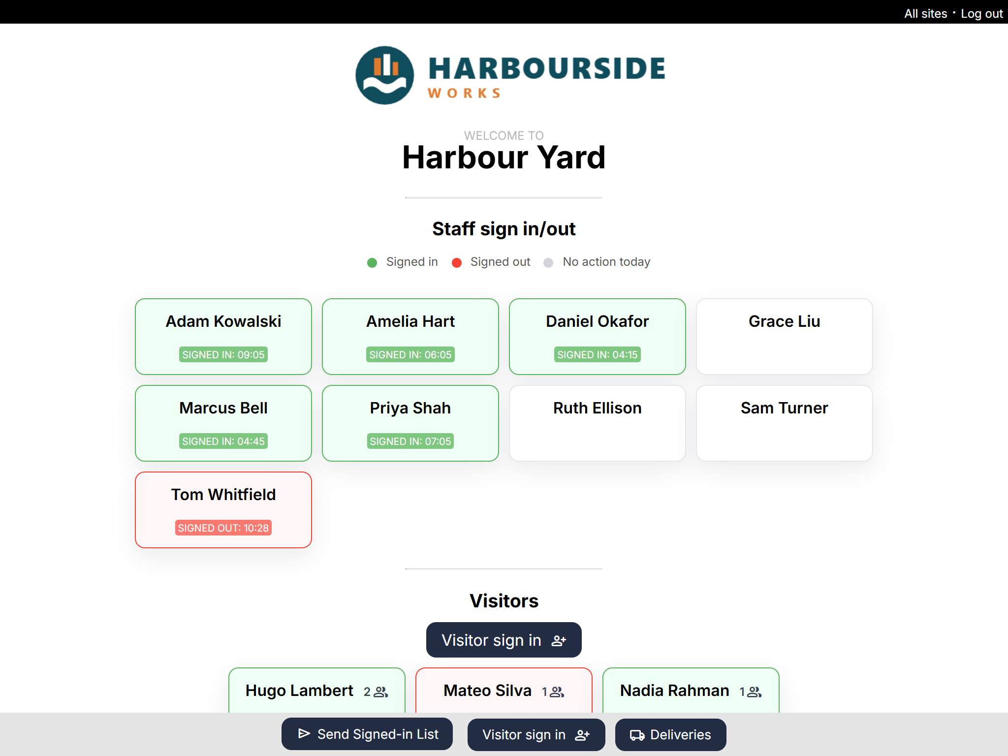 A site's sign-in screen