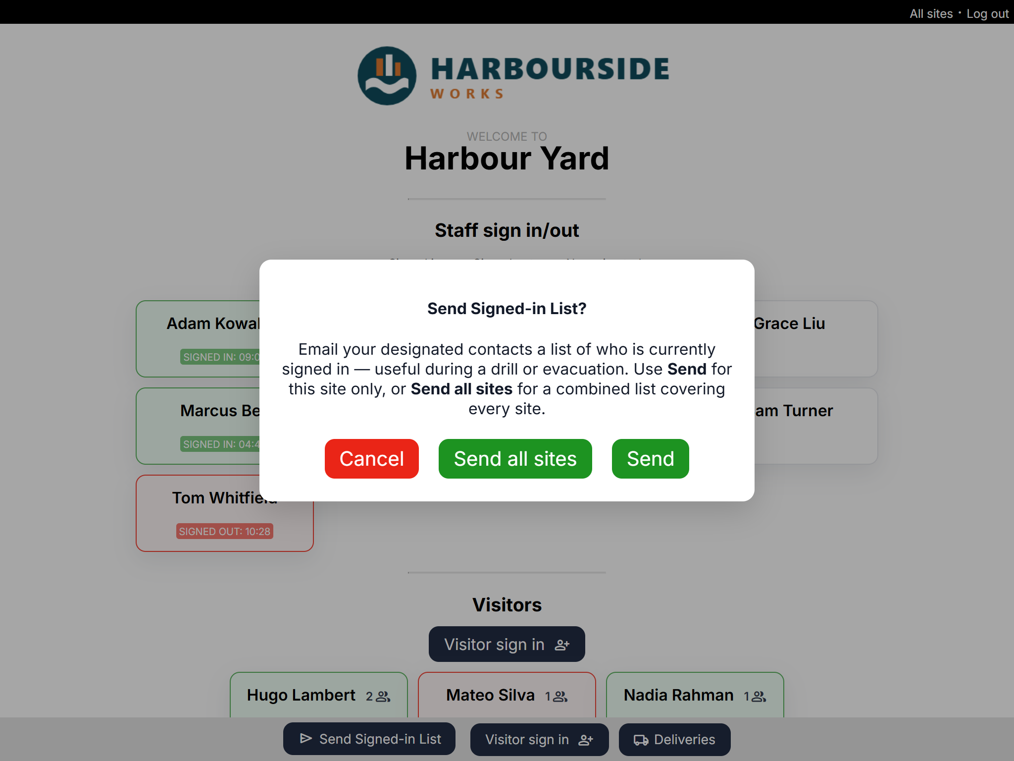 Choosing which Signed-in List to send