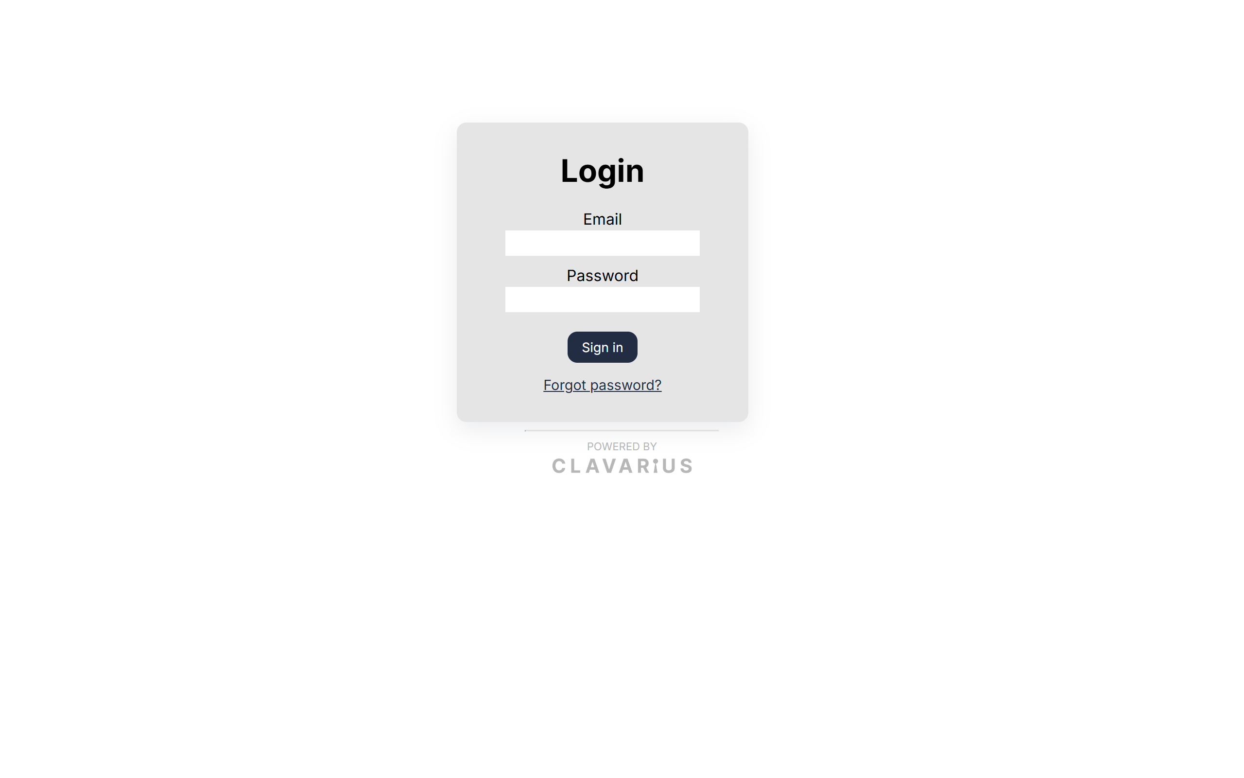 The login page